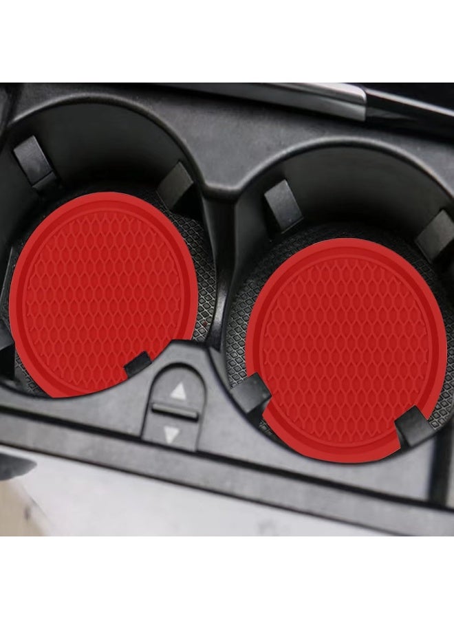 ZSDY Car Cup Coaster, 4PCS Universal Auto Non-Slip Cup Holder Embedded in Ornaments Silicone Coaster, Car Interior Accessories Mat, Red - Image 4