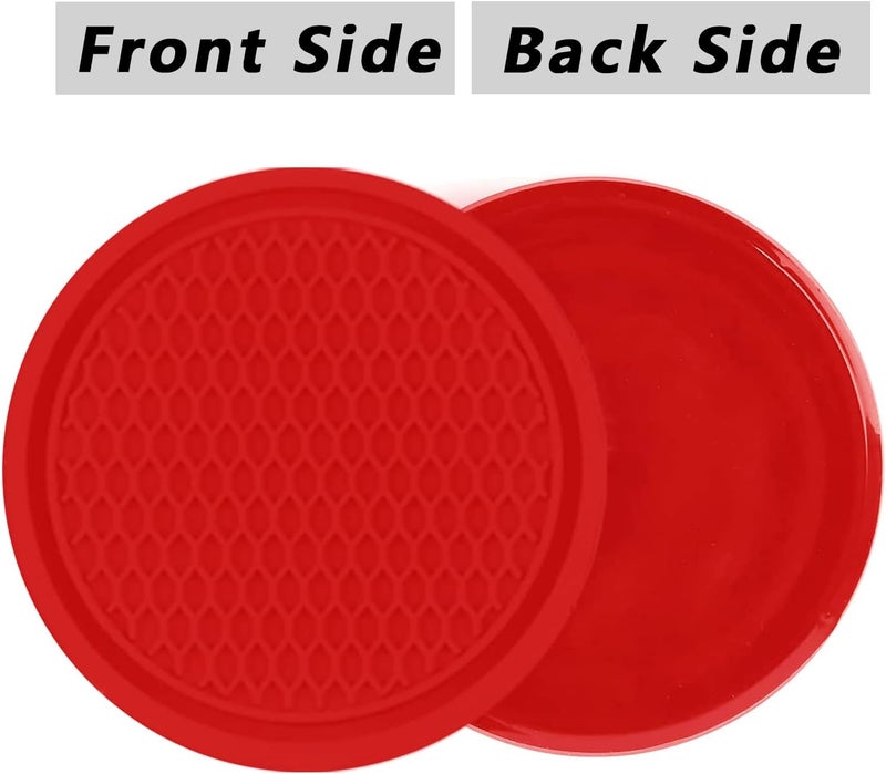 ZSDY Car Cup Coaster, 4PCS Universal Auto Non-Slip Cup Holder Embedded in Ornaments Silicone Coaster, Car Interior Accessories Mat, Red - Image 5