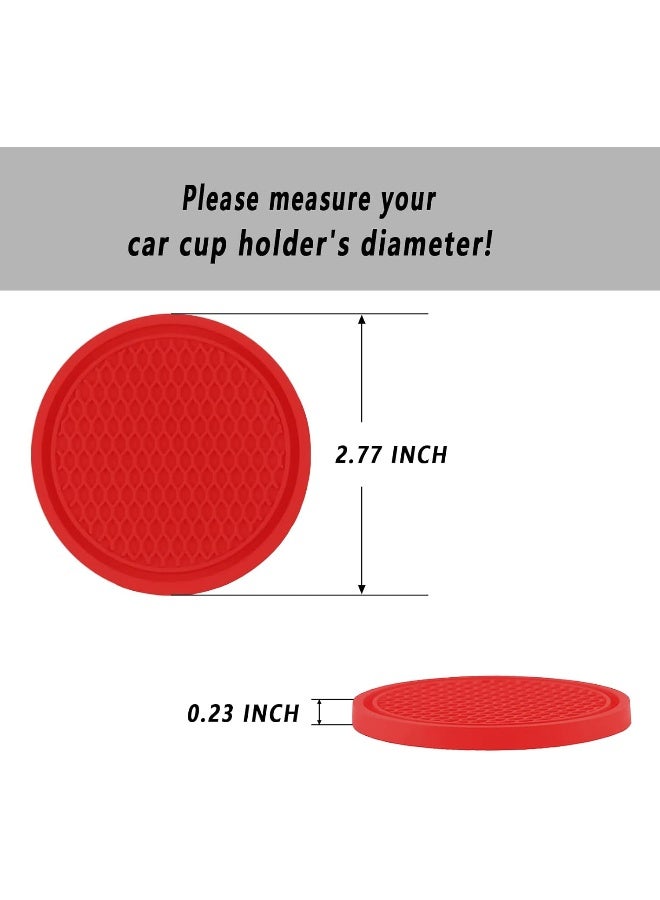 ZSDY Car Cup Coaster, 4PCS Universal Auto Non-Slip Cup Holder Embedded in Ornaments Silicone Coaster, Car Interior Accessories Mat, Red - Image 2
