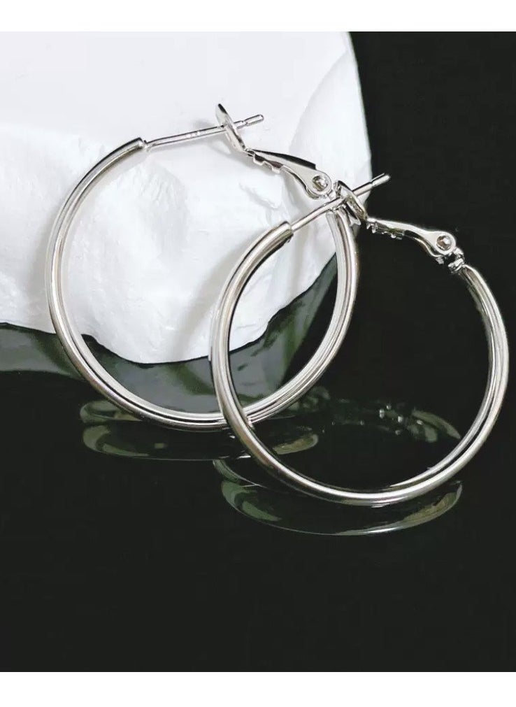 Generic - Silver Punk Hoop Earrings - Image 1