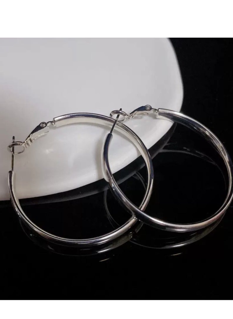 Generic - Silver Punk Hoop Earrings - Image 1