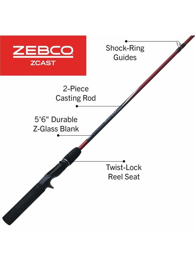 Zebco ZCAST 5'6" 2PC ML CAST ROD, Multi (ZCASTC562MLA,PB3) - Image 2