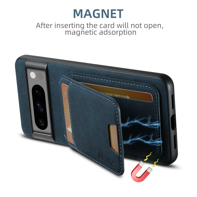 Suteni For Google Pixel 9 H02 Litchi Leather Card Wallet Stand Back Phone Case(Blue) - Image 5