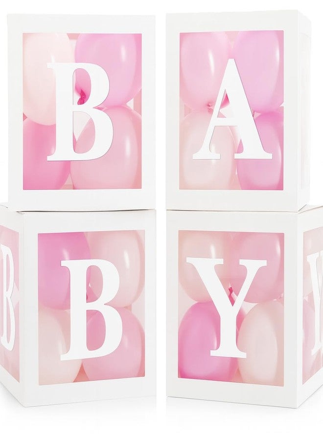 Vellax Baby Shower Boxes with Letters - White Boxes with Pink & White Balloons - 44-Piece Gender Reveal & Party Decoration Set by Vellax-Piece Gender Reveal & Party Decoration Set by Vellax - Image 1