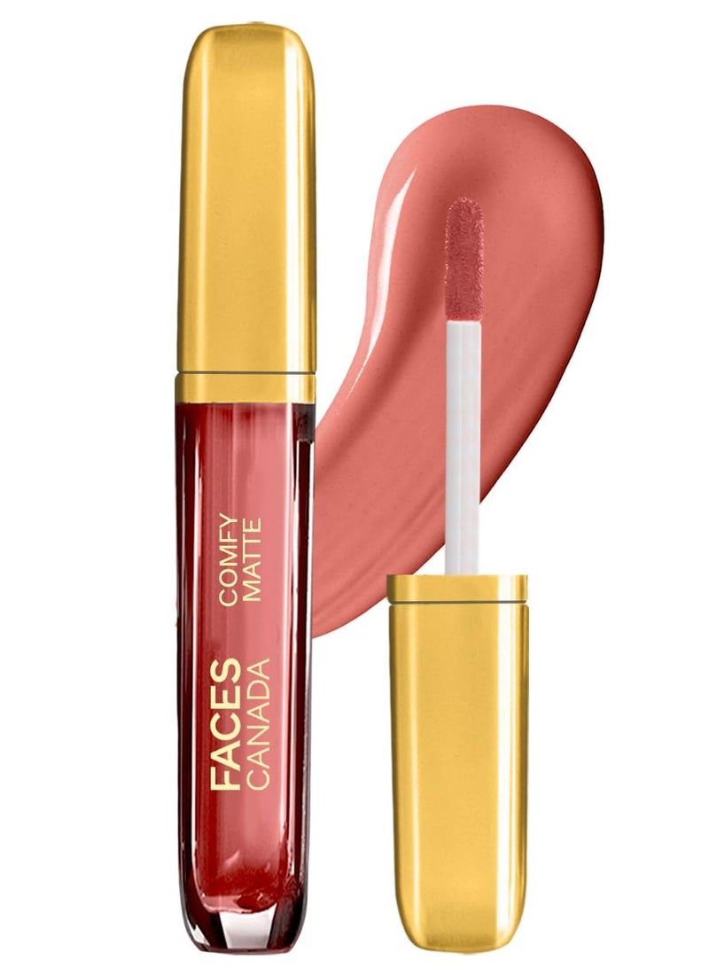 FACES CANADA Comfy Matte Liquid Lipstick Lost In Memory 24 3 ml Pink Comfortable 10HR Longstay Intense Matte Color Almond Oil and Vitamin E Infused   Super Smooth   No Dryness - Image 1