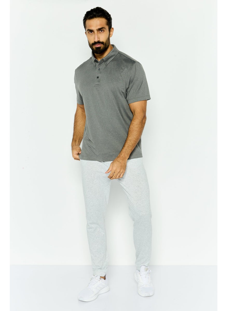 Van Heusen Men Regular Fit Heather Short Sleeves Polo Shirt, Grey  - Image 2