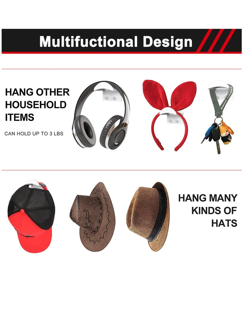 Excefore 16 PCS Adhesive Hat Hooks for Wall, Upgraded Hat Holder Hat Hangers, Hat Hook for Baseball Caps, No Drilling, Strong Hat Hooks for Ear Headbands, White  - Image 5