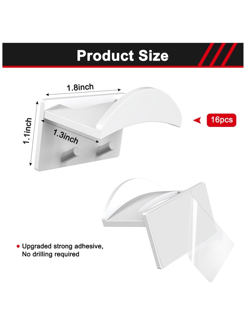 Excefore 16 PCS Adhesive Hat Hooks for Wall, Upgraded Hat Holder Hat Hangers, Hat Hook for Baseball Caps, No Drilling, Strong Hat Hooks for Ear Headbands, White  - Image 2