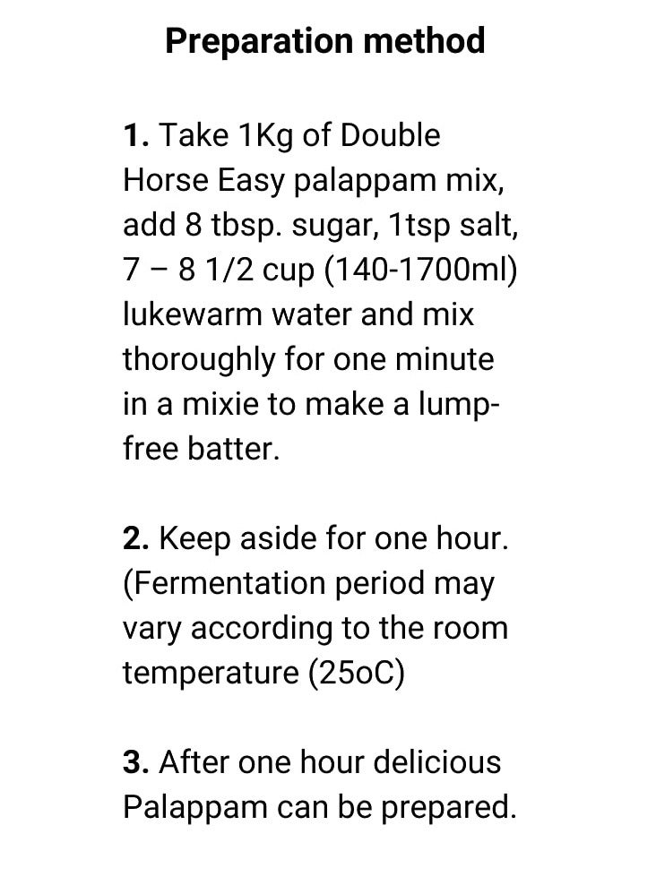 Double Horse Easy Palappam Mix 500g - Image 3