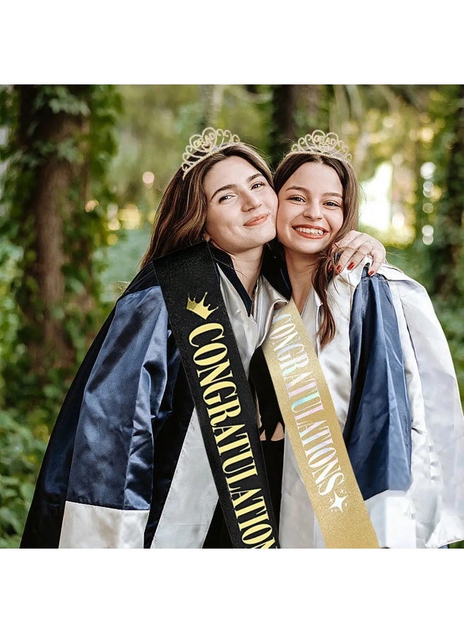 Graduation Decoration Set – Rose Gold Tiara & Graduation Sash with Sparkling Crystal Design, Elegant Accessories for a Luxurious Graduation Look & Celebration - Image 2