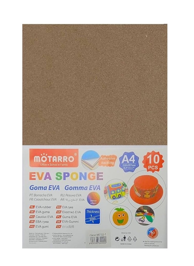 MOTARRO - A4 Self Adhesive Craft Foam Sheets EVA Foam Sheets Sticky Foam Sticker Paper Sponge Card for Art & Crafts Children Kids 2mm Thick (A4 Self Adhesive Foam Sheets - 10 Sheet) - Image 1