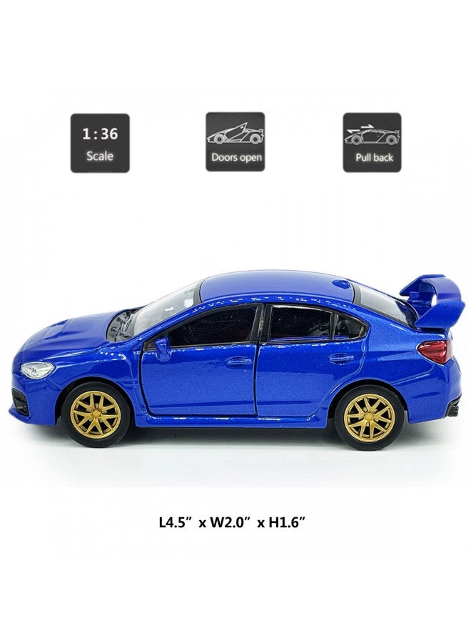 Metanyl Impreza WRX STI Toy Car Racing Sports Diecast Model Car 1/36 Scale Metal Pull Back Vehicle, Doors Open, Zinc Alloy Casting, Boys Toys Kids Birthday Gifts Mens Collection, Blue - Image 1