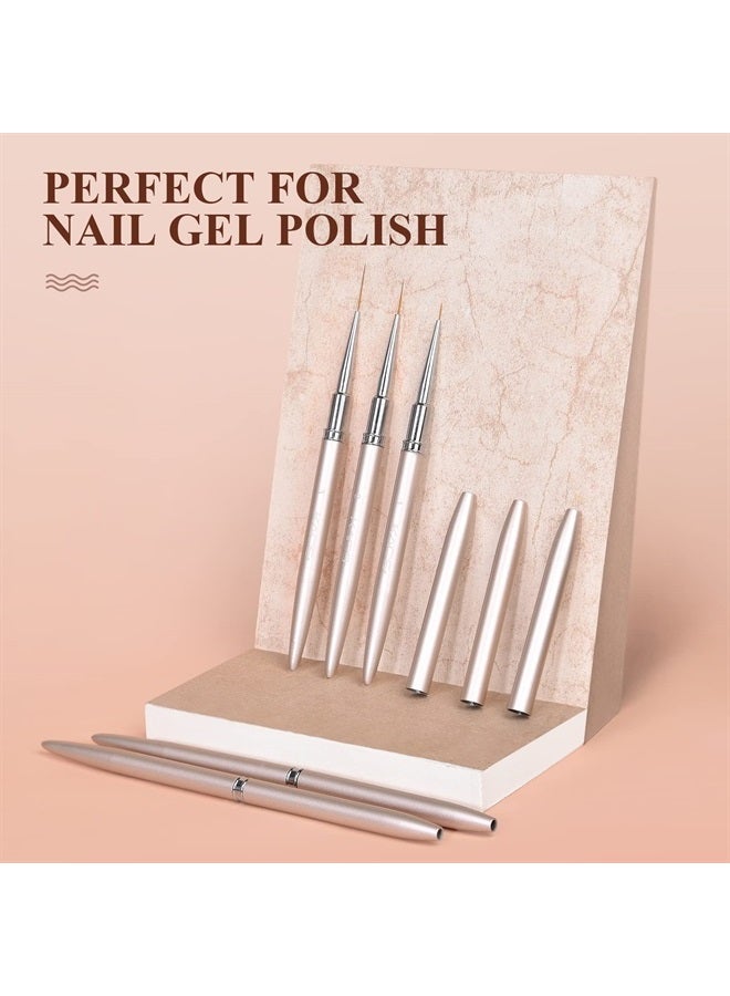 KADS فرش طلاء الأظافر كولينسكي فرشاة طلاء الأظافر فرشاة بطانة طلاء الجل UV فرشاة تصميم الأظافر مقبض معدني أقلام رسم الأظافر 8/15/20 مم (8 مم + 15 مم + 20 مم) - Image 3