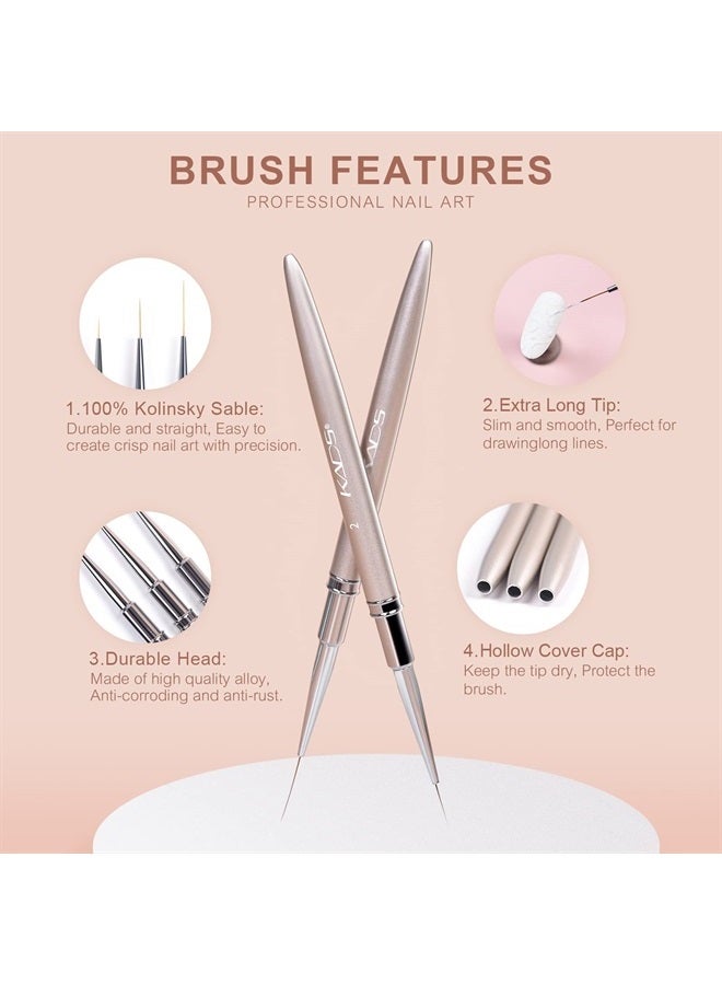 KADS فرش طلاء الأظافر كولينسكي فرشاة طلاء الأظافر فرشاة بطانة طلاء الجل UV فرشاة تصميم الأظافر مقبض معدني أقلام رسم الأظافر 8/15/20 مم (8 مم + 15 مم + 20 مم) - Image 2