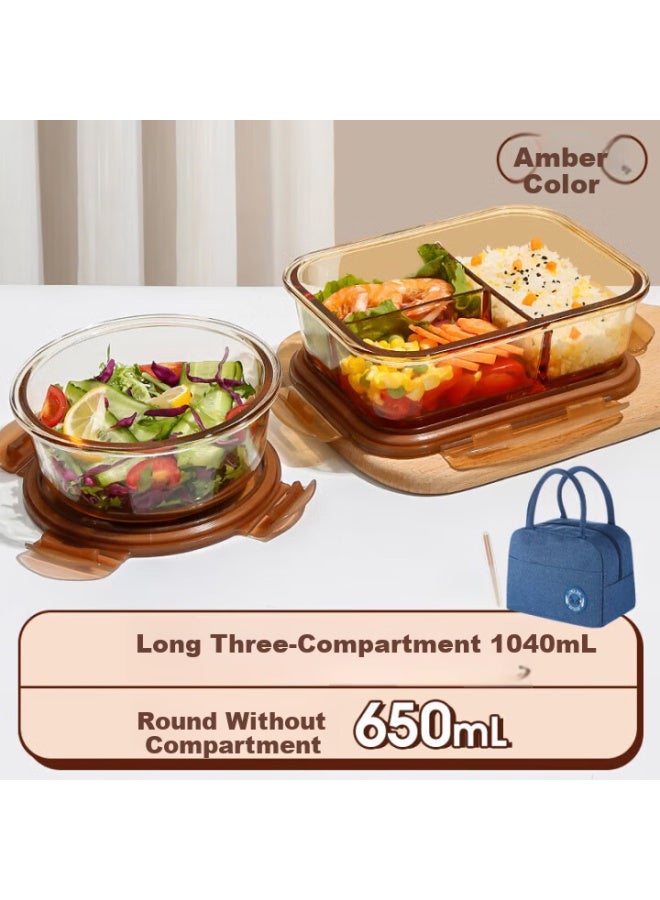 Cilock Heat-resistant Glass Lunch Box For Office Workers, Microwave Heating Special Bowl, Meal Box, Bento Box, Separated Fresh-keeping Box - Image 1