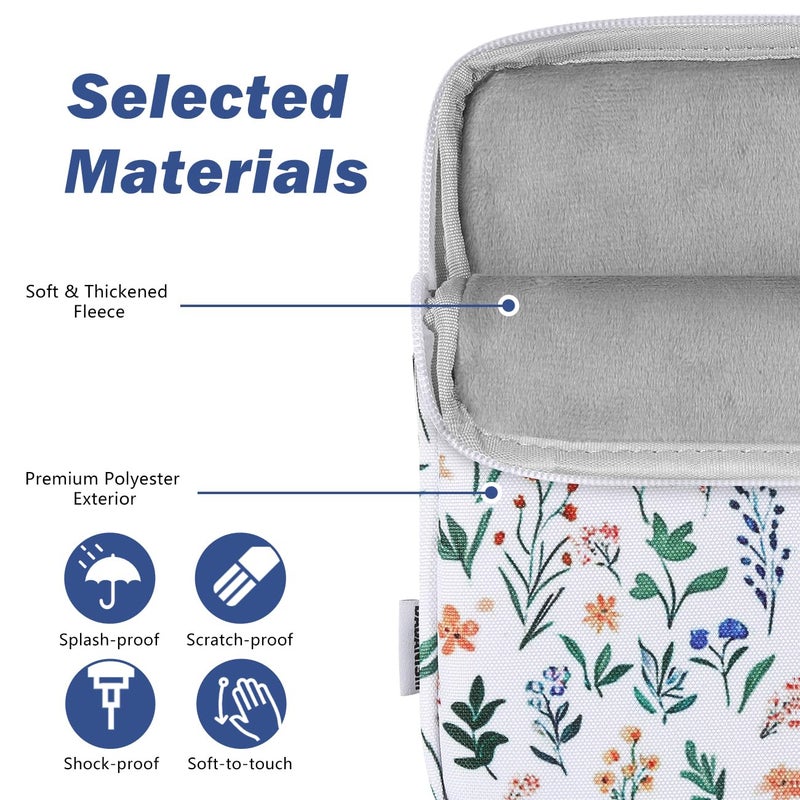 Dadanism 6-7 Inch Universal Padded Sleeve for 7" Colorsoft Signature Edition eReader 2024 and 6" eReader Book, Protective Sleeve Pouch Bag Carrying Case for Kobo E-Reader, Flowers - Image 3