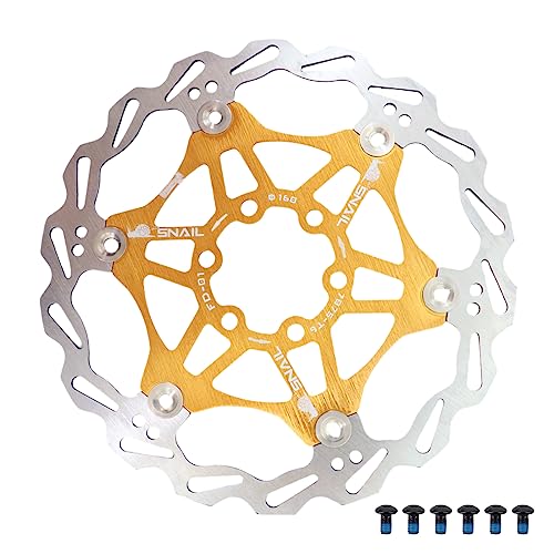 DJC Components DJC Bike Brake Disc Rotor MTB Floating Brake Disc 160mm 180mm 203mm with 6 bolts Road Bike MTB BMX Steel Aluminum Brake Disc (4# golden, 160mm) - Image 1