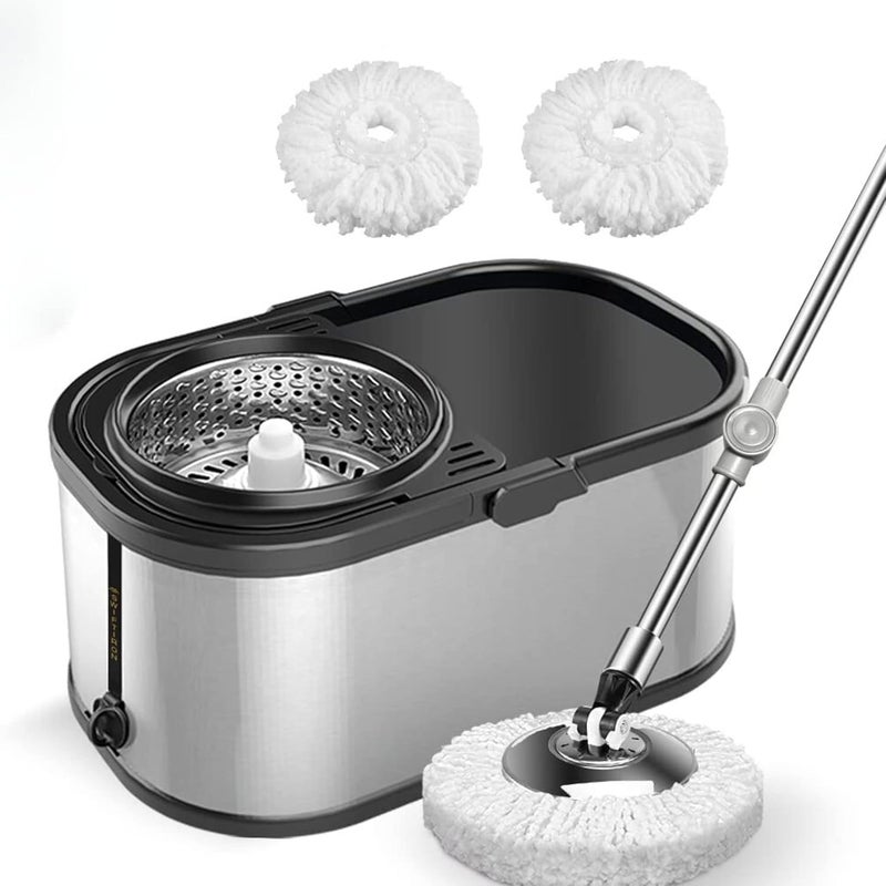 Rokoo 360 Degree Spin Stainless Steel Bucket Mop Silver - Image 1