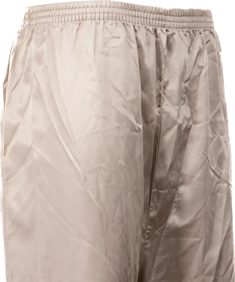 Oppland Men's Satin Fabric Pajama Pants Solid Color Elastic Waist No Pocket Wide Leg Relaxed Cut