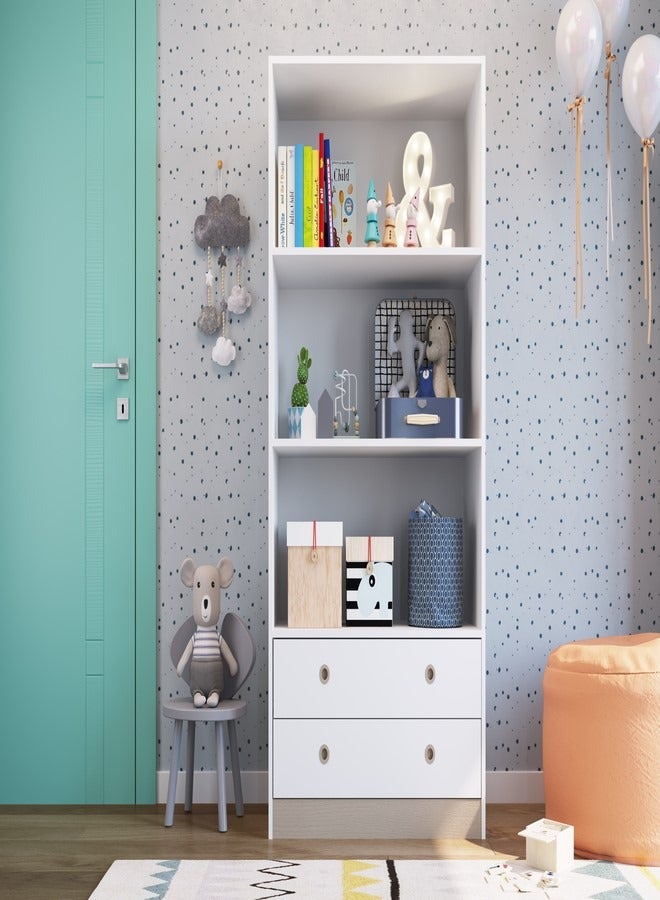 ارت ان  خزانة متعددة الاستعمالات 3ارفف مع 2 ادراج لون ابيض 85*159*42.2 - Image 1