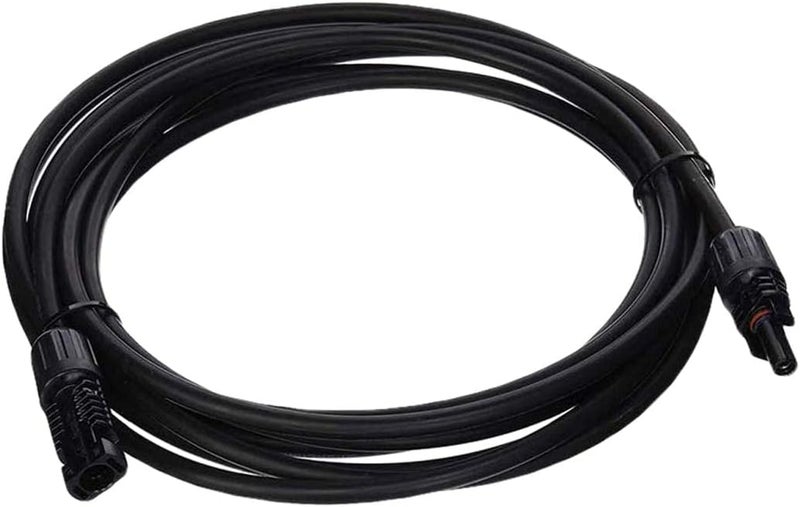 5Ft 10AWG Solar Male and Female Connectors, Extension Cables-Single, Black