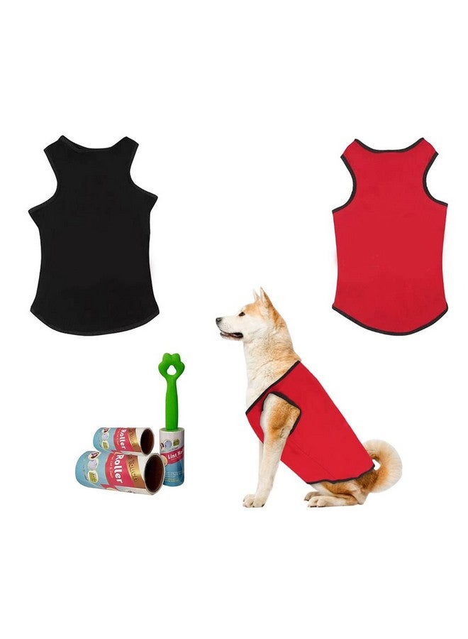 Western Era Comfortable Cotton Dog T-Shirt With Lint Roller (Combo) For Dog, Puppy Tank Top Fashion Apparel (Red & Black) (Medium - 18Inch) - Image 1