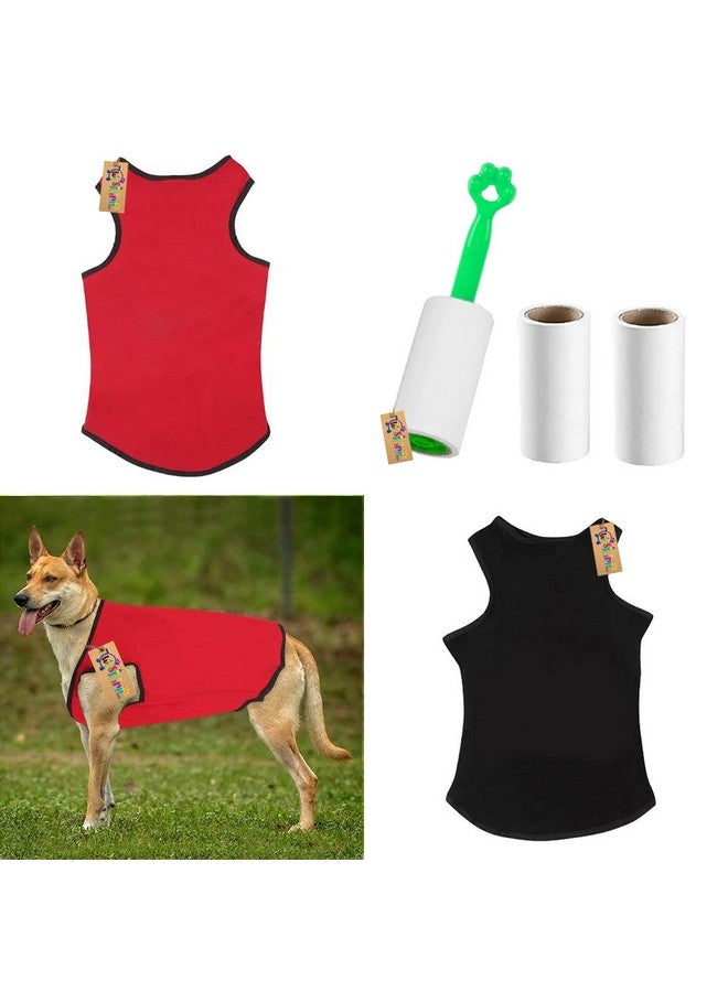 Western Era Comfortable Cotton Dog T-Shirt With Lint Roller (Combo) For Dog, Puppy Tank Top Fashion Apparel (Red & Black) (Medium - 18Inch) - Image 5