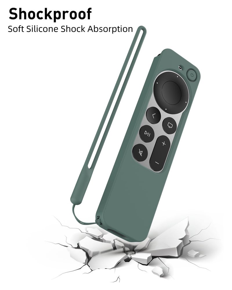 K TOMOTO Compatible with Apple TV 4K Siri Remote Case 2021, Silky-Soft Anti-Slip Protective Silicone Cover for Siri Remote Control 2nd Generation [Lanyard Included], Pine Green - Image 5