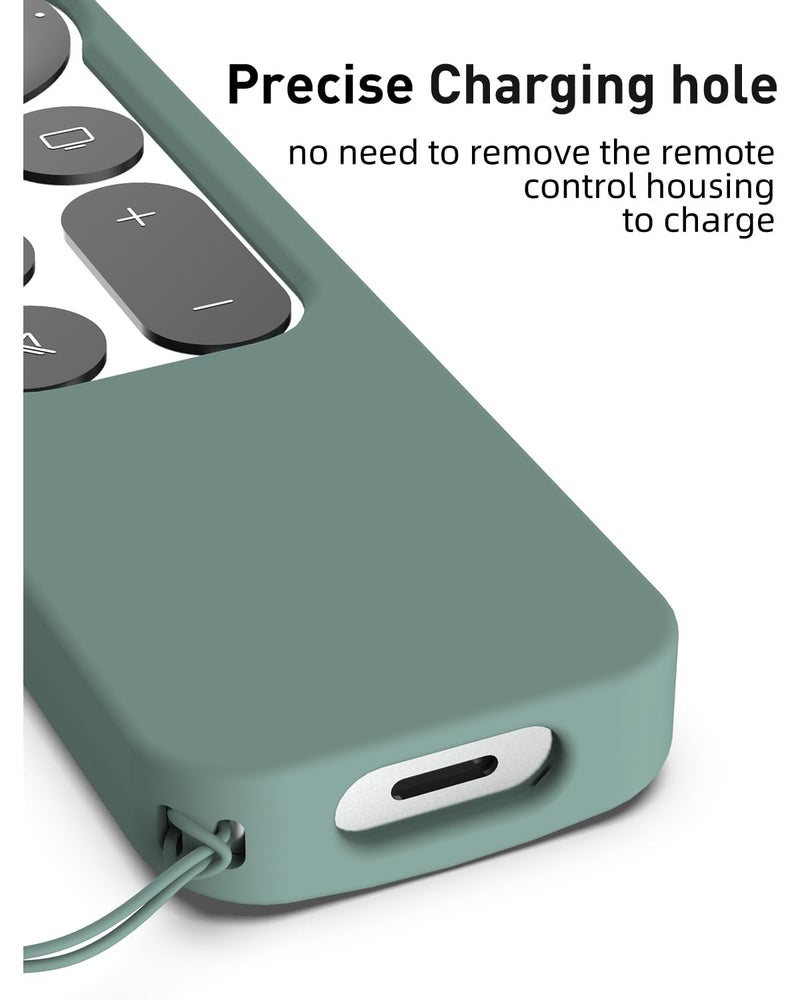 K TOMOTO Compatible with Apple TV 4K Siri Remote Case 2021, Silky-Soft Anti-Slip Protective Silicone Cover for Siri Remote Control 2nd Generation [Lanyard Included], Pine Green - Image 4