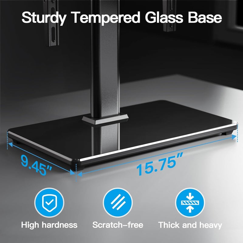 PERLESMITH Universal TV Stand Table Top TV Base for 32 to 65 inch LCD LED OLED 4K Flat Screen TVs-Height Adjustable TV Mount Stand with Tempered Glass Base,VESA 400x400mm,Holds up to 88lbs,PSTVS15 - Image 5