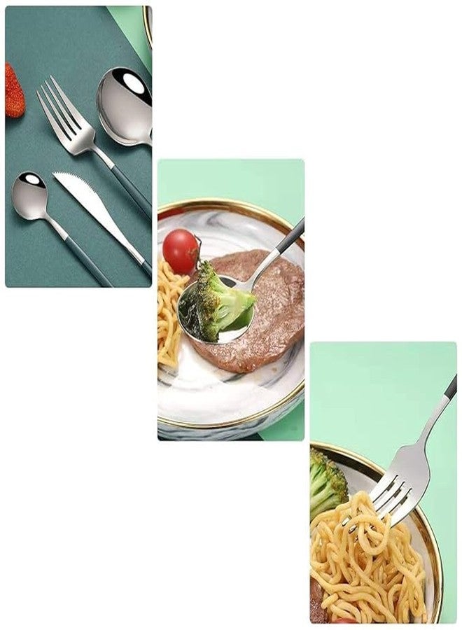 FIKKANI Silver Silverware Set 4 Pieces | Stainless Steel Flatware Se | Service for 4 | Kitchen Utensil Set| Tableware Cutlery Set|Satin Finished Polished(Set of 4) - Image 3