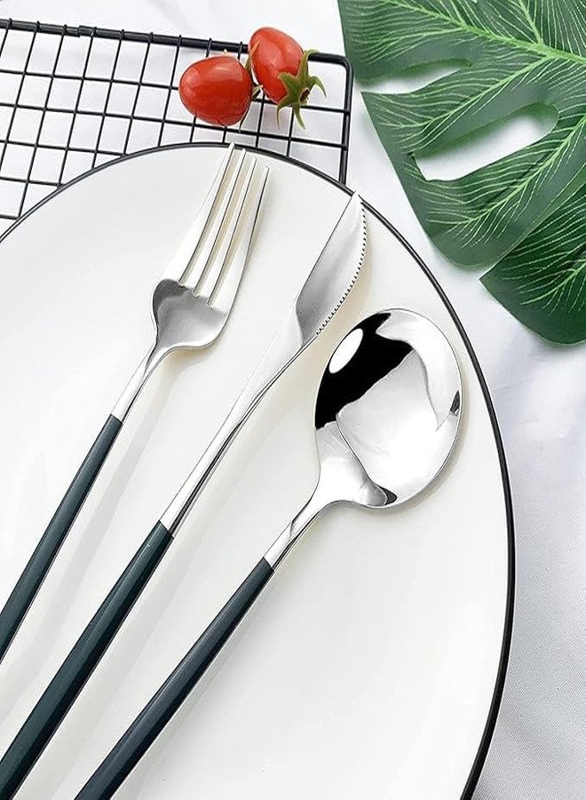 FIKKANI Silver Silverware Set 4 Pieces | Stainless Steel Flatware Se | Service for 4 | Kitchen Utensil Set| Tableware Cutlery Set|Satin Finished Polished(Set of 4) - Image 4