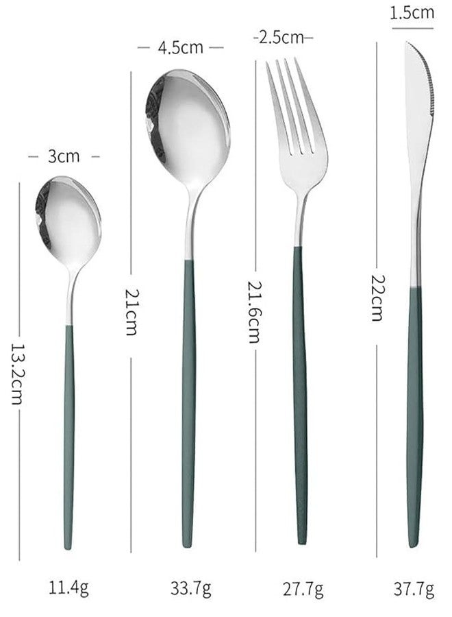 FIKKANI Silver Silverware Set 4 Pieces | Stainless Steel Flatware Se | Service for 4 | Kitchen Utensil Set| Tableware Cutlery Set|Satin Finished Polished(Set of 4) - Image 5