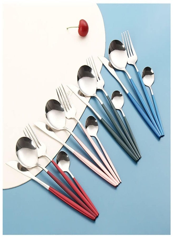 FIKKANI Silver Silverware Set 4 Pieces | Stainless Steel Flatware Se | Service for 4 | Kitchen Utensil Set| Tableware Cutlery Set|Satin Finished Polished(Set of 4) - Image 2