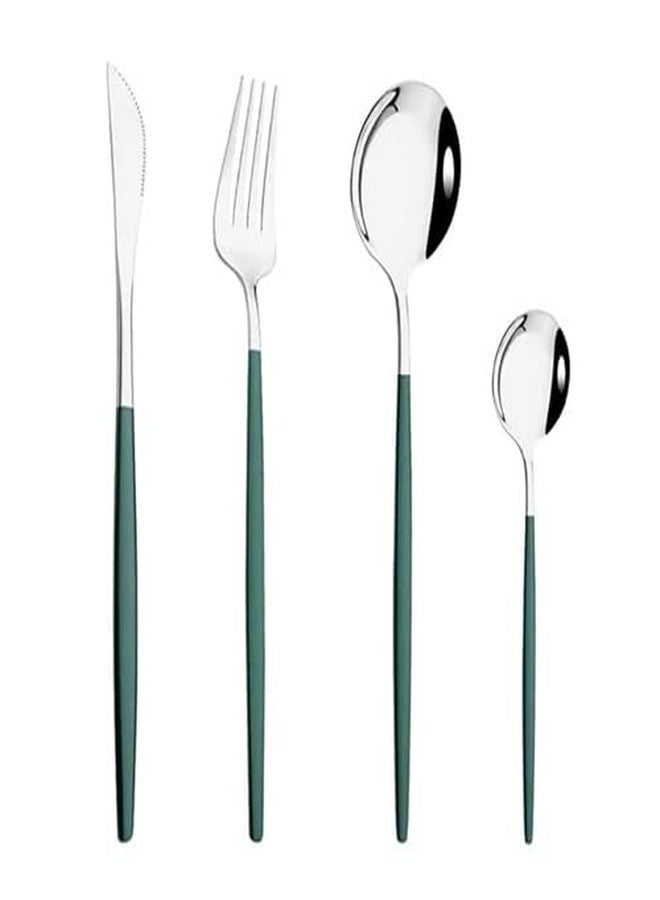 FIKKANI Silver Silverware Set 4 Pieces | Stainless Steel Flatware Se | Service for 4 | Kitchen Utensil Set| Tableware Cutlery Set|Satin Finished Polished(Set of 4) - Image 1