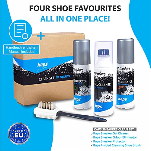 Kaps 4 Sneakers Shoe Care Cleaning Kit - Sneakers Gel Cleaner, Water Repellent Protector Spray, Odour Eliminator 100 ml, Nubuck and Suede Brush – Suitable for Trainer, Suede, Leather, and Nubuck Shoes - Image 3