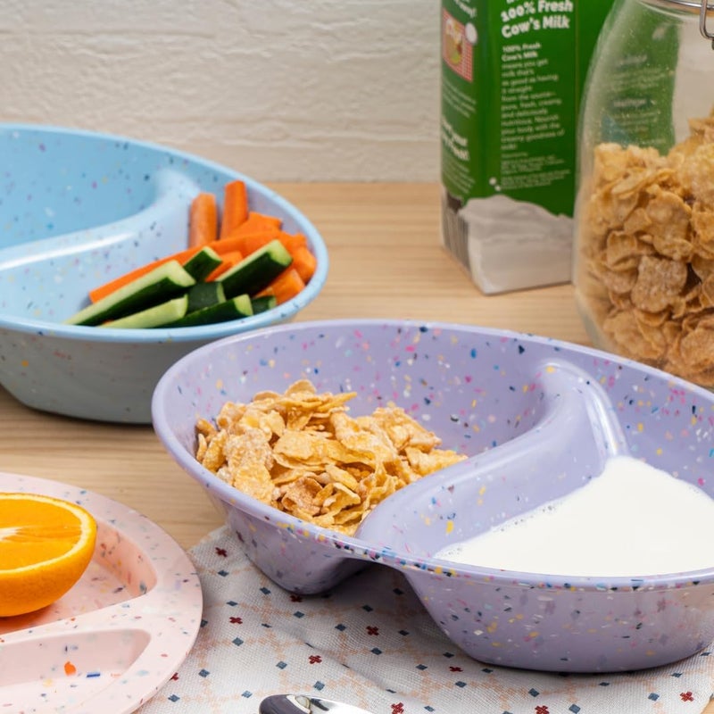 bzyoo Confetti Divided Bowl Set of 2 100 Melamine BPAFree Stackable Unbreakable Bowls with Two Compartments Ideal for Snacks Chips  Dips Cereal DishwasherSafe Color Purple - Image 2