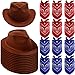 Haysandy 24 Pieces Western Cowboy Hat Set Felt Cowboy Themed Party Hats with Paisley Bandanas for Kids Costume PartyBrown Red Blue - Image 4