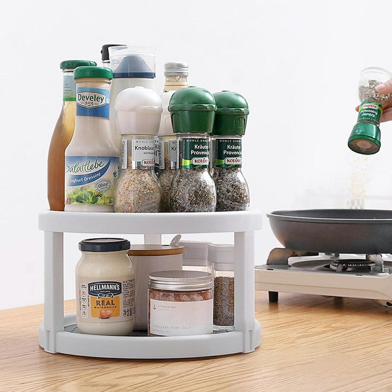 HMAA 2 Tier Turntable Cabinet Organizer Non Skid Rotating Spice Rack 360 Degree Spice Rack Organizer 10Inch Turntable Organizer for Pantry Cabinet Kitchen Countertop Vanity Display Stand - Image 4