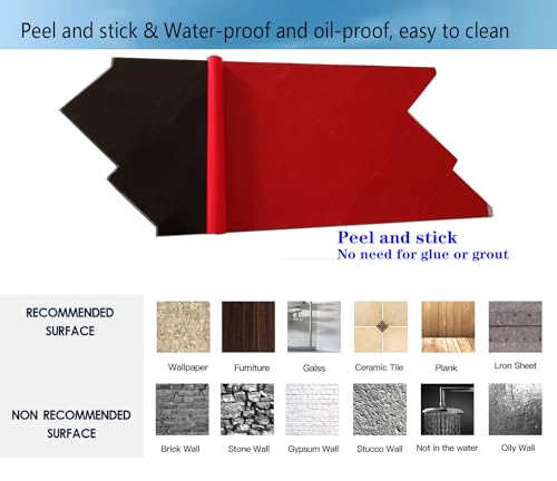 XUANINY Peel and Stick Metal Hexagon Tiles, Self Adhesive Decorative Waist Line Mosaic Tiles, Wall Panels for Kitchen Backsplash, Bathroom, Bedroom, Living Room (10 Printed Maple Leaf) - Image 5
