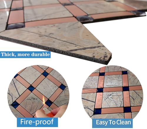 XUANINY Peel and Stick Metal Hexagon Tiles, Self Adhesive Decorative Waist Line Mosaic Tiles, Wall Panels for Kitchen Backsplash, Bathroom, Bedroom, Living Room (10 Printed Maple Leaf) - Image 3