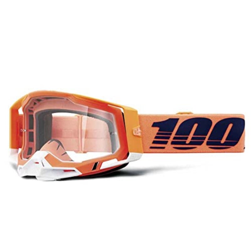نظارات 100% Racecraft 2 للدراجات الجبلية والموتوكروس - نظارات واقية للسباق MX ​​وMTB مرجانية - عدسات شفافة - Image 1