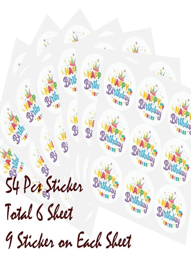 SLGIFT Vinyl Happy Birthday Theme Sticker, Self-Adhesive Vinyl Stickers, 54 Pieces, 2 x 2 Inches Round Sticker, 9 Unique Designs, R047 - Image 4