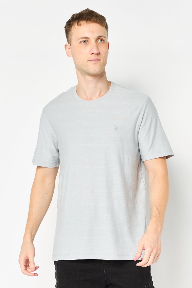 Chaps Men Crew Neck Embroidered Logo Short Sleeve T-Shirt, Grey - Image 1