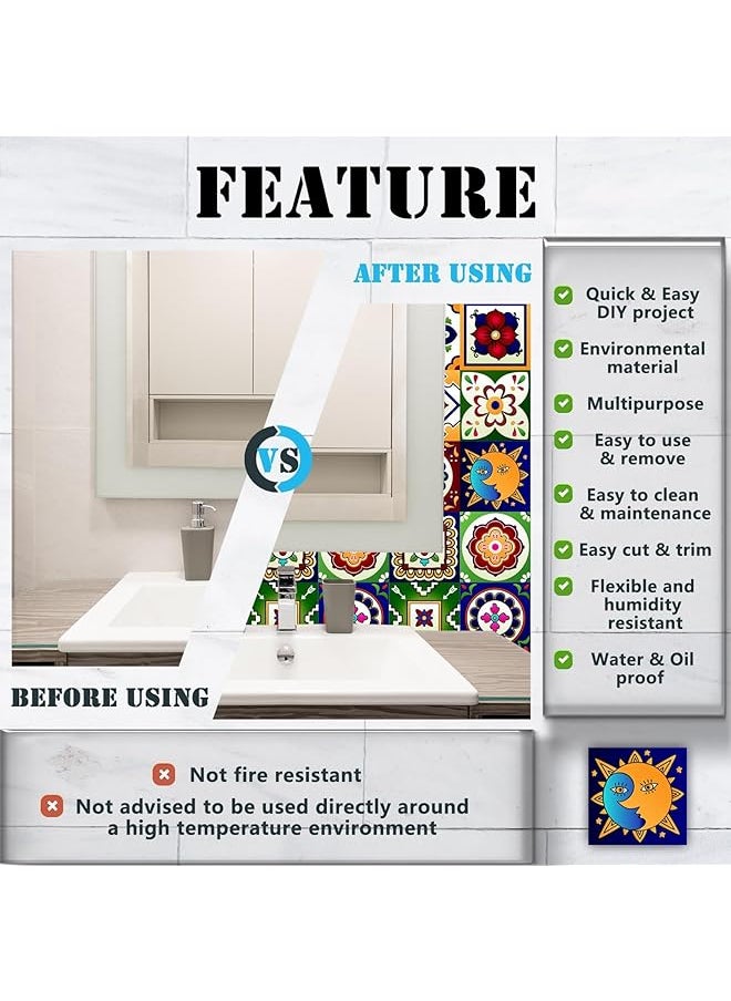 erorex 20Pcs Vintage Tile Stickers Wall Decor Bathroom Kitchen Wall Sticker Waterproof Decals Stickers Peel And Stick Tile Stickers For Home Decor Decal Vinyl Home Tile Decor Diy Kitchen Bathroom  - Image 2