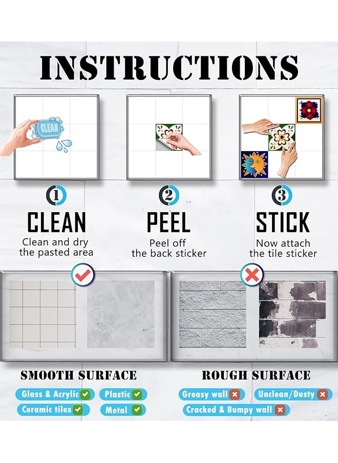 erorex 20Pcs Vintage Tile Stickers Wall Decor Bathroom Kitchen Wall Sticker Waterproof Decals Stickers Peel And Stick Tile Stickers For Home Decor Decal Vinyl Home Tile Decor Diy Kitchen Bathroom  - Image 3