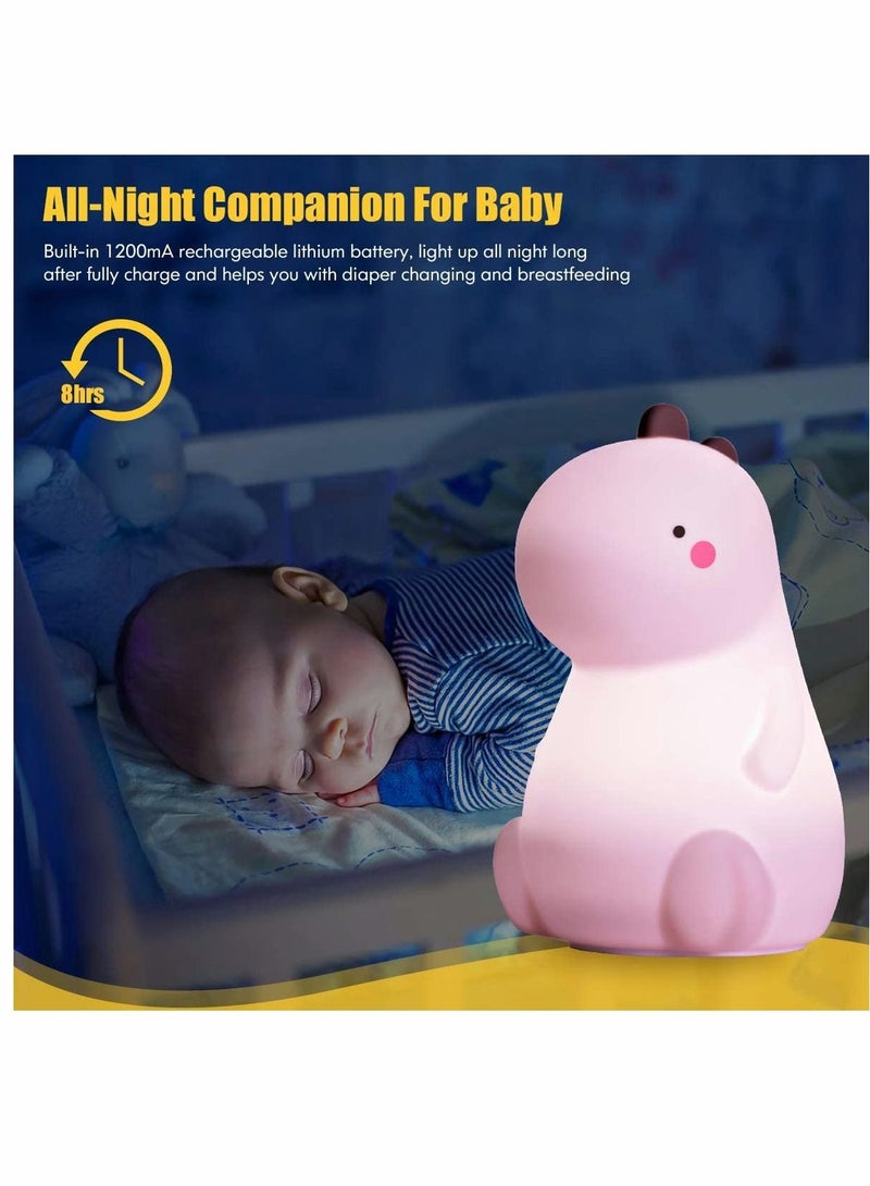 SYOSI Night Light, Dinosaur Night Light, Cute Color, Changing Silicone Baby Night Light, with Touch Sensor, Portable Rechargeable LED Bedside Nursery Lamp, for Toddler's Room, Dinosaur Gifts, for Boys Girls - Image 4