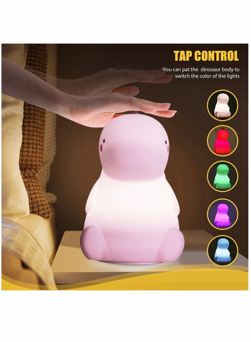 SYOSI Night Light, Dinosaur Night Light, Cute Color, Changing Silicone Baby Night Light, with Touch Sensor, Portable Rechargeable LED Bedside Nursery Lamp, for Toddler's Room, Dinosaur Gifts, for Boys Girls - Image 3