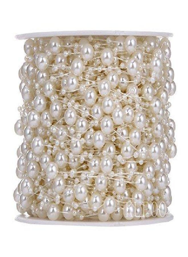 KUPOO 200feet Roll Pearls Beads DIY Party Garland Wedding Centerpieces Bridal Bouquet Crafts Decoration (8+3mm Pearls- Ivroy) - Image 3
