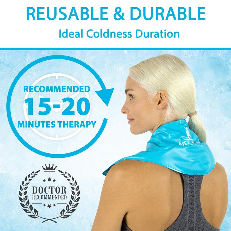 Arctic Flex Neck Ice Pack - Cold Compress Shoulder Therapy Wrap - Cool Reusable Medical Freezer Gel Pad for Swelling, Injuries, Headache, Cooler (Large (1 Pack)) - Image 2